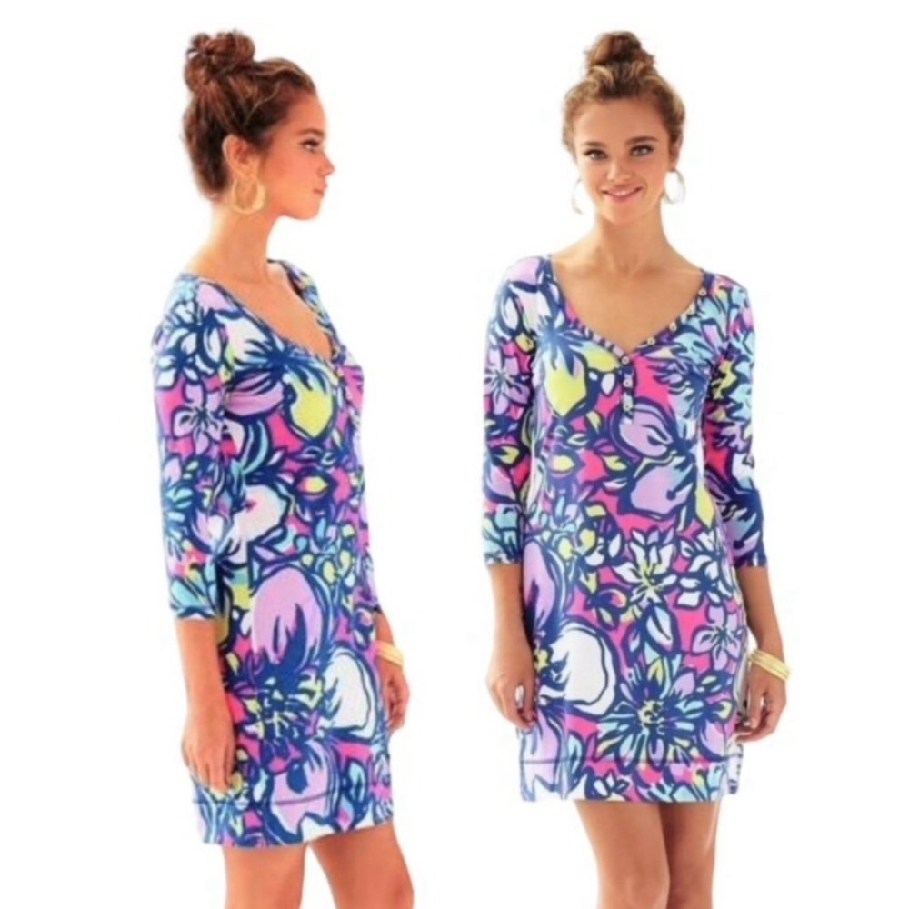 EUC Lilly Pulitzer Palmetto Dress Catwalkin print in Tropical Pink